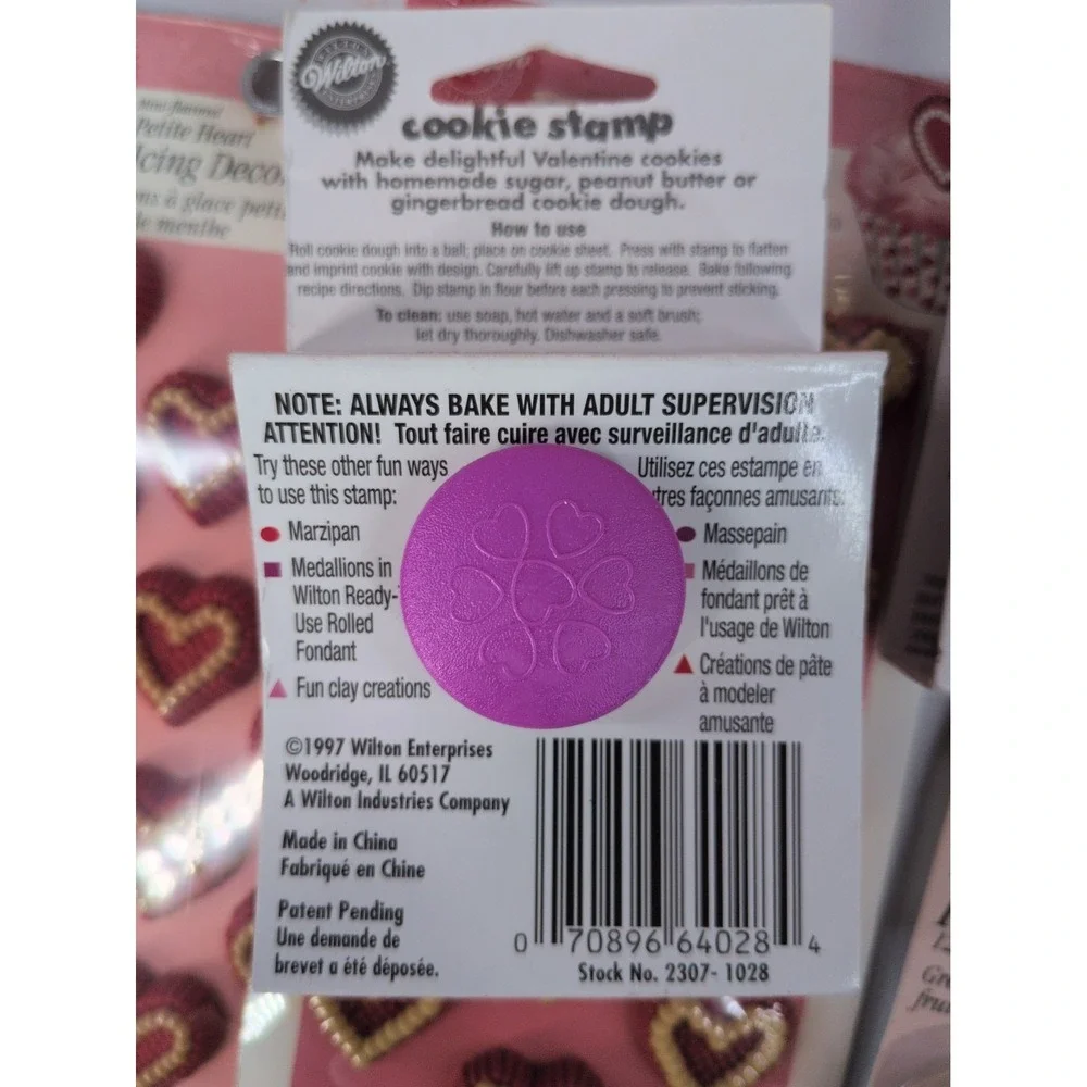VTG NEW LOT30🩷Wilton Hearts Valentines Cookie Stamp Decor Stencil Cottage Baker